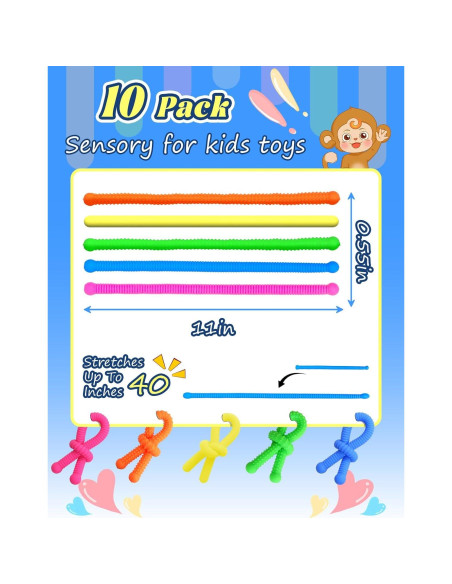 Paquete de 10 Juguetes Sensoriales Diltik - Cuerdas Fidget para Autismo
