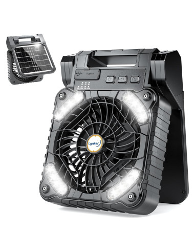 Ventilador de Camping Lynker Solar 6W Plegable con Luz LED