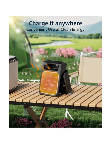 Ventilador de Camping Lynker Solar 6W Plegable con Luz LED