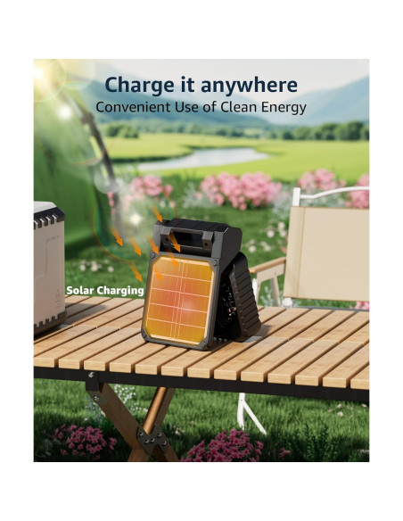 Ventilador de Camping Lynker Solar 6W Plegable con Luz LED