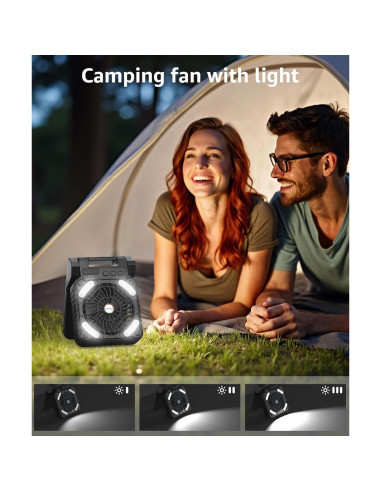Ventilador de Camping Lynker Solar 6W Plegable con Luz LED