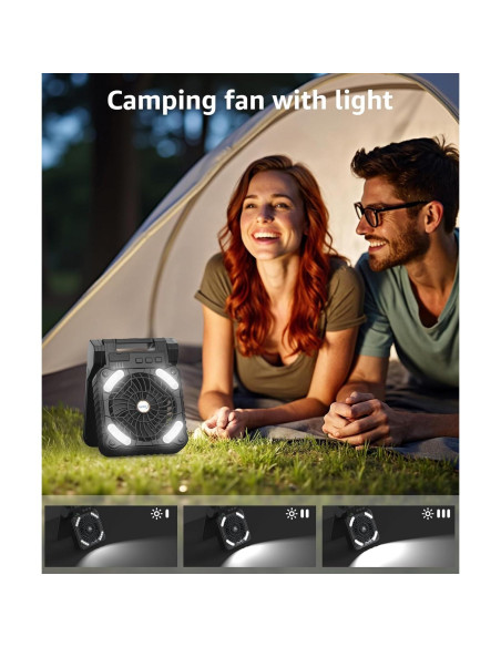 Ventilador de Camping Lynker Solar 6W Plegable con Luz LED