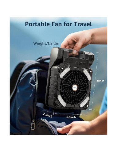 Ventilador de Camping Lynker Solar 6W Plegable con Luz LED