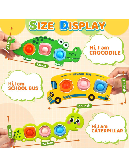 3PC Juguetes Sensoriales Fidget Popper Chilvil para Bebés 12+ Meses
