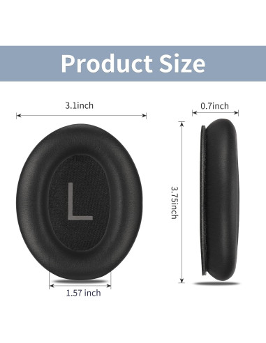 Almohadillas de Repuesto Damex para Auriculares Bose QC 45/45 SE - Espuma de Memoria Engrosada, Color Negro