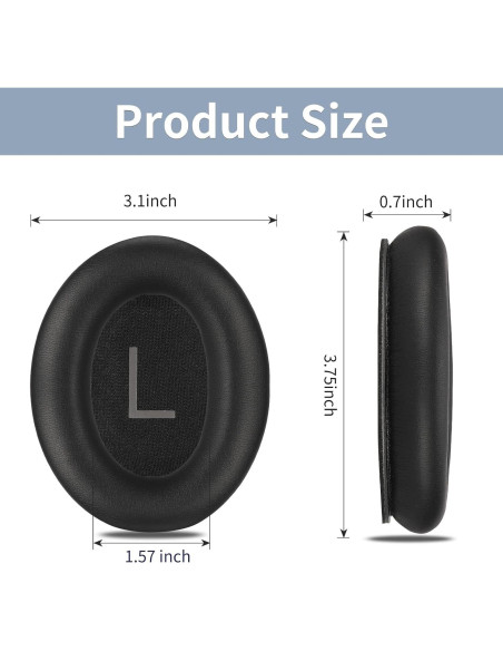 Almohadillas de Repuesto Damex para Auriculares Bose QC 45/45 SE - Espuma de Memoria Engrosada, Color Negro
