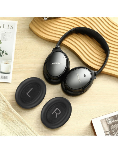 Almohadillas de Repuesto Damex para Auriculares Bose QC 45/45 SE - Espuma de Memoria Engrosada, Color Negro