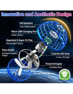 Bola Orbital Voladora ANOEPUY Azul 8.8 cm Control Remoto 2