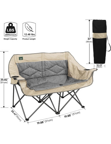 Silla de Camping Doble Plegable Northroad Beige 272 kg