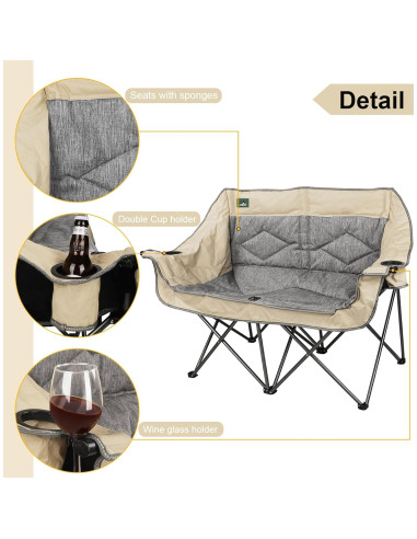 Silla de Camping Doble Plegable Northroad Beige 272 kg