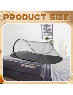 2 Redes de Mosquito Plegables Portátiles 198x79x56cm Negro 2