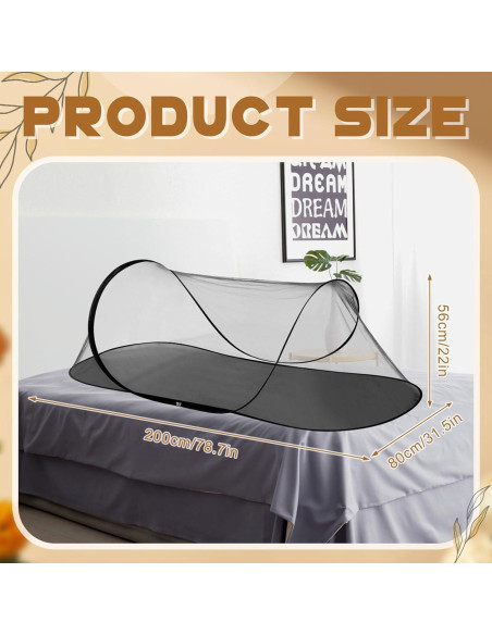2 Redes de Mosquito Plegables Portátiles 198x79x56cm Negro
