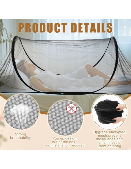 2 Redes de Mosquito Plegables Portátiles 198x79x56cm Negro