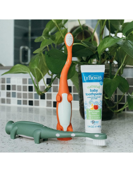 Cepillo de Dientes para Bebés Dr. Brown + Cubierta de Grifo Dino