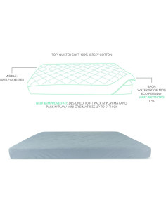 Sábana Impermeable Ely's & Co. Algodón Jersey Gris Pack n Play 2