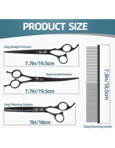 Kit de Tijeras de Aseo Profesional Ethyxe - 3 Piezas Acero Inoxidable 2