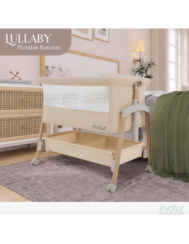 Cuna Portátil Evolur Lullaby con Ruedas y 7 Alturas Ajustables
