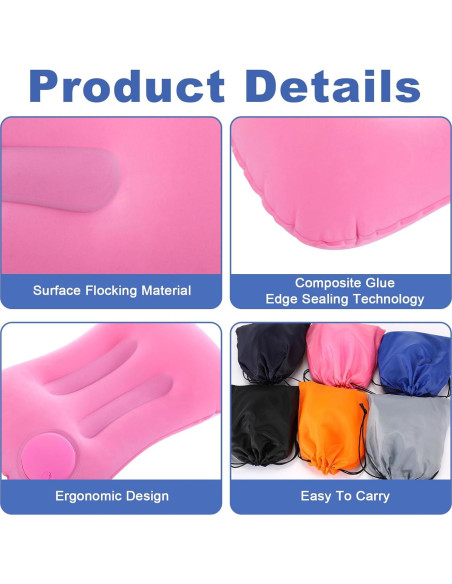 Almohadas Inflables de Viaje Geelin 6 Pcs Coloridas