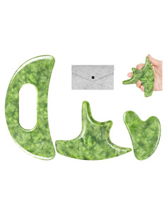 Juego de 3 Herramientas de Masaje Gua Sha Mierbai Jade 10.67 cm