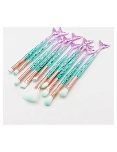 Juego de Pinceles de Maquillaje FULINJOY 10 Pcs Ojos Multicolor