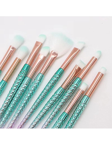 Juego de Pinceles de Maquillaje FULINJOY 10 Pcs Ojos Multicolor