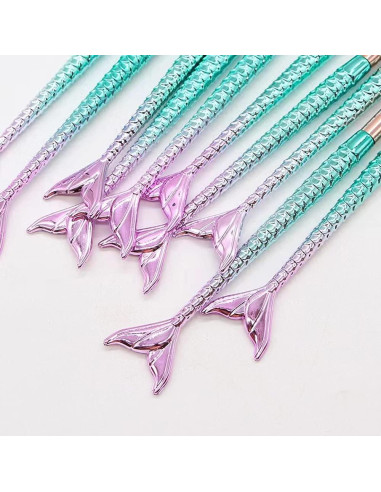 Juego de Pinceles de Maquillaje FULINJOY 10 Pcs Ojos Multicolor