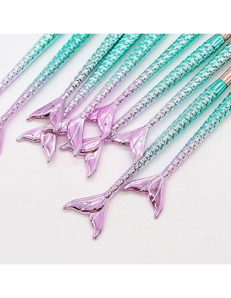 Juego de Pinceles de Maquillaje FULINJOY 10 Pcs Ojos Multicolor