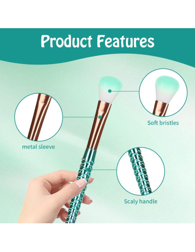 Juego de Pinceles de Maquillaje FULINJOY 10 Pcs Ojos Multicolor