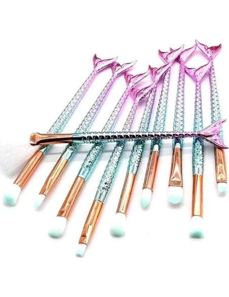 Juego de Pinceles de Maquillaje FULINJOY 10 Pcs Ojos Multicolor