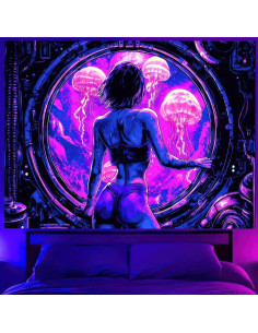 Tapiz de Luz Negra BlissYard 198x150 cm Medusas UV Decoración 2