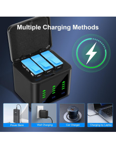 Paquete de 3 Baterías GKUGEYGO para GoPro Hero 12/11/10/9 2