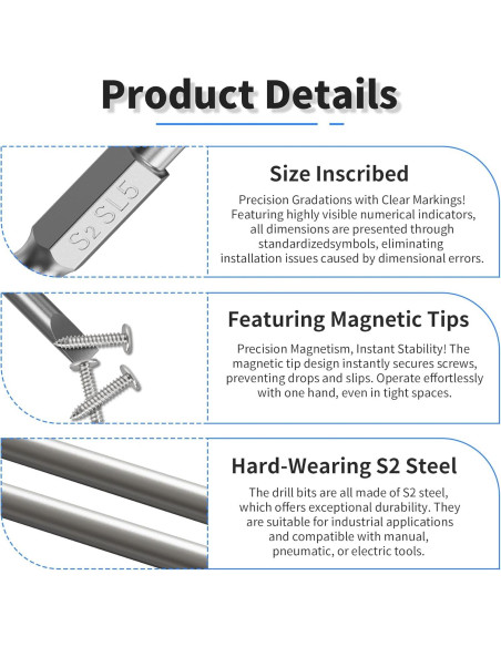 10 Puntas de Destornillador SL2 Magnéticas 50 mm FOCMKEAS