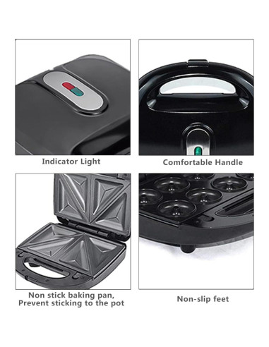 Fabricador de Donas 3 en 1 Baotkere 750W Antiadherente