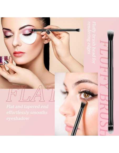 12 Brochas de Maquillaje Doble Punta Perthlin - Corrector y Sombra