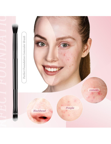12 Brochas de Maquillaje Doble Punta Perthlin - Corrector y Sombra