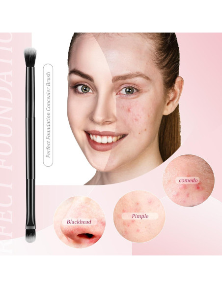 12 Brochas de Maquillaje Doble Punta Perthlin - Corrector y Sombra