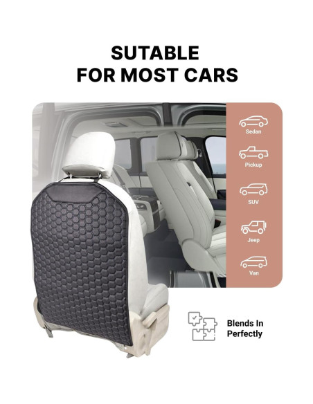 Protector de Asiento Trasero Owleys de Eco-Cuero Negro