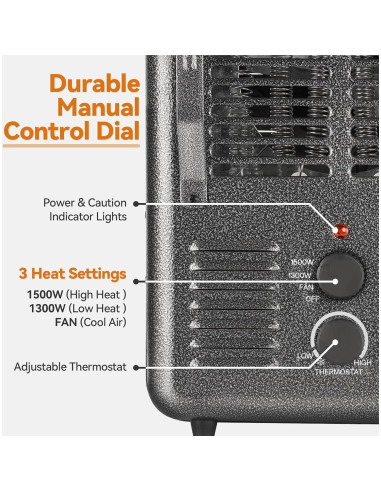 Calentador Eléctrico Portátil Shinic FW606-15CG 1500W Gris