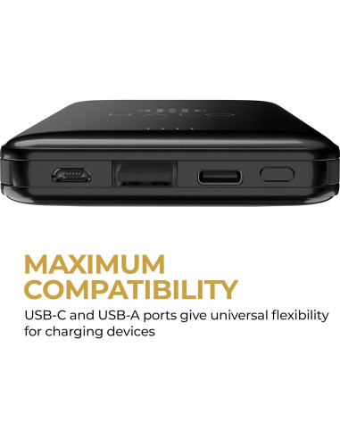 Batería Externa HALO 10,000 mAh con Carga Rápida y Cables Integrados - Plata