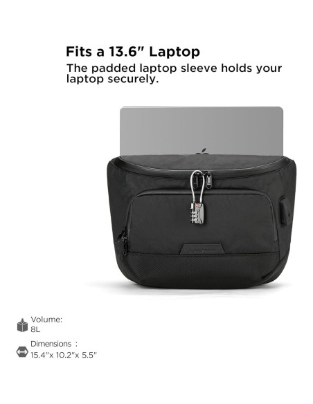 Bolsa de Mensajero Sling ALPAKA Bravo Max 8L Negro con RFID