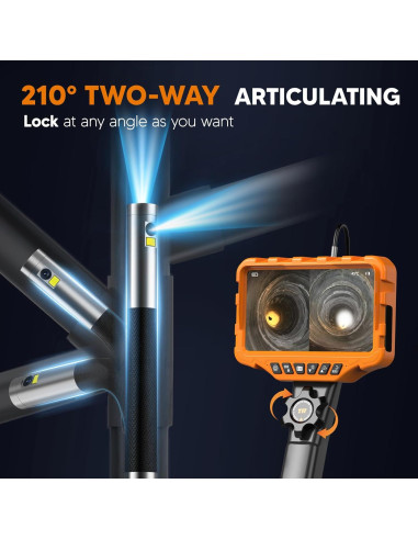 Cámara de Inspección Articulada TURN RAISE AT040 7" con Luz