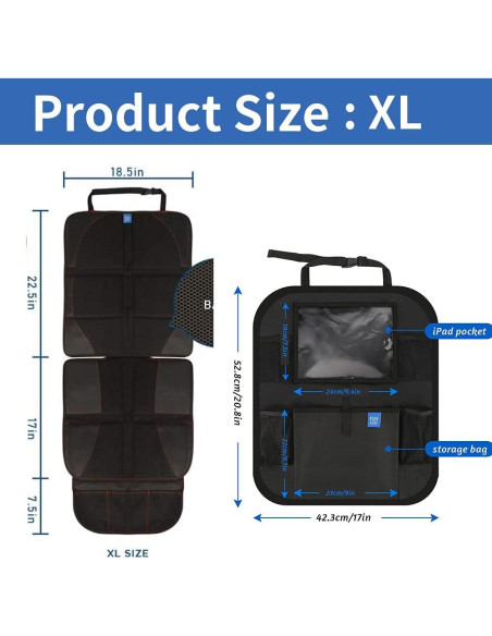 Protector de Asiento de Coche Funbliss Negro XL Universal