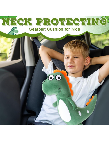 Lenwen Almohadas de Cinturón de Seguridad para Niños 2 Pcs Verde Dragón