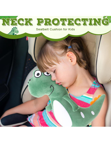 Lenwen Almohadas de Cinturón de Seguridad para Niños 2 Pcs Verde Dragón
