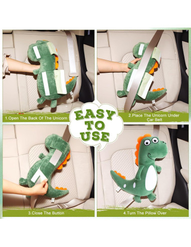 Lenwen Almohadas de Cinturón de Seguridad para Niños 2 Pcs Verde Dragón
