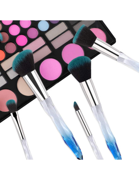 Set de 10 Pinceles de Maquillaje Yuwaku - Sintéticos Premium con Mango de Cristal Azul Set de 10 Pinceles de Maquillaje Yuwaku - Sintéticos Premium con Mango de Cristal Azul