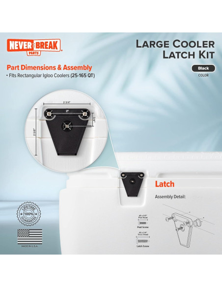 Pestillos de Reemplazo NeverBreak para Neveras Igloo - 2 Pack