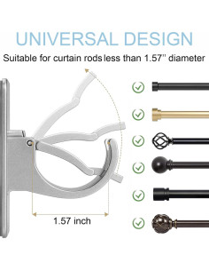 Soporte de Barra de Cortina Autoadhesivo Cadorasty 4 Pcs Plata 2