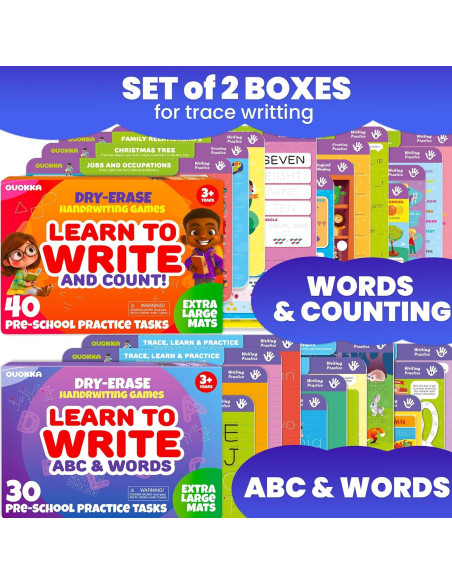 Libro Ocupado QUOKKA - 2 Conjuntos de Escritura para Niños 3-5 Años