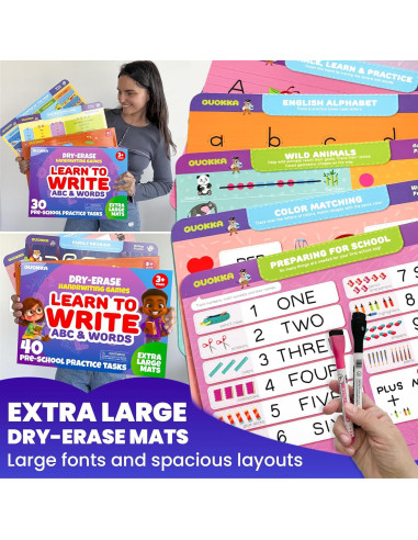 Libro Ocupado QUOKKA - 2 Conjuntos de Escritura para Niños 3-5 Años